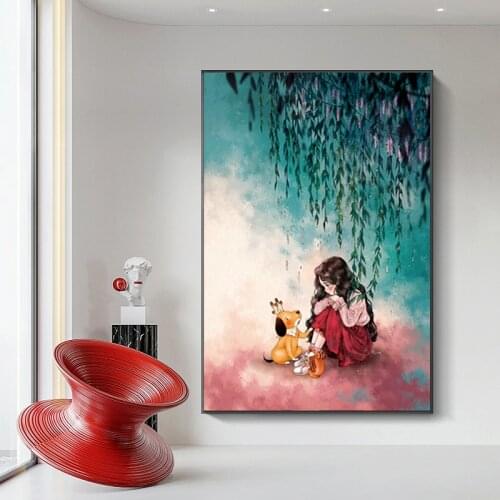 Zozack Needlework,DIY Printed Cartoon Willow Girl Cross Stitch Sets for Full Embroidery Cross-Stitch Kit Home Wall Decoration