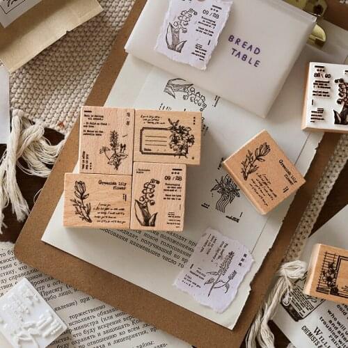1pcs Plants Flower Set Series Wooden Stamp DIY Wooden Rubber Stamps for Scrapbooking Stationery Scrapbooking Standard Stamp