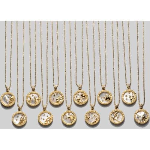 Elegant Star Zodiac Sign 12 Costellation Necklaces Pendants Charm Gold Color Choker Pendant Necklaces for Women Gift Dropship
