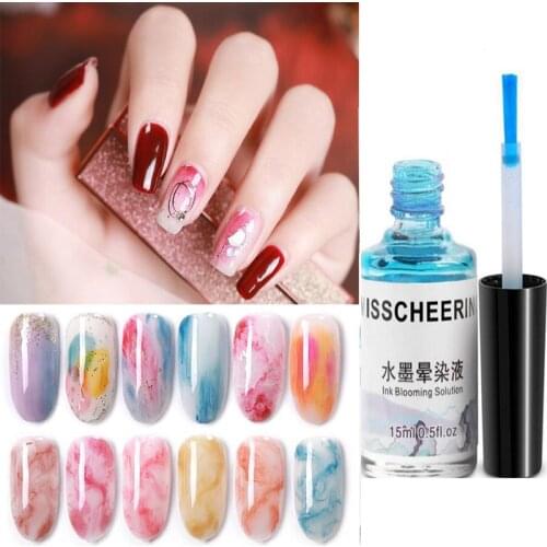15ml Watercolor Ink Nail Polish Blooming Gel Smoke Effect Marble Smudge Lquid Gradient Manicure Art Decorations