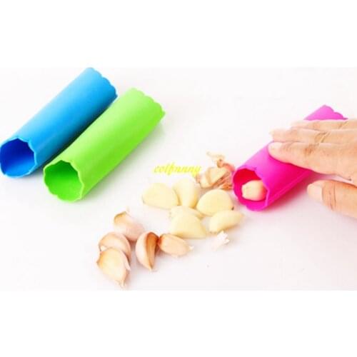 200pcs/lot Fast shipping Magic Silicone Garlic Peeler Peel Easy Kitchen Tool Random color 13x3cm