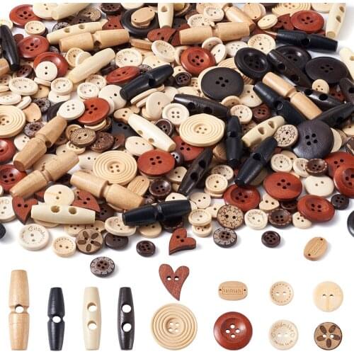 400pcs/bag Wood Buttons Beads for Handwork Sewing Scrapbook Clothing Crafts Accessories Gift Card Decor DIY Jewelry Making