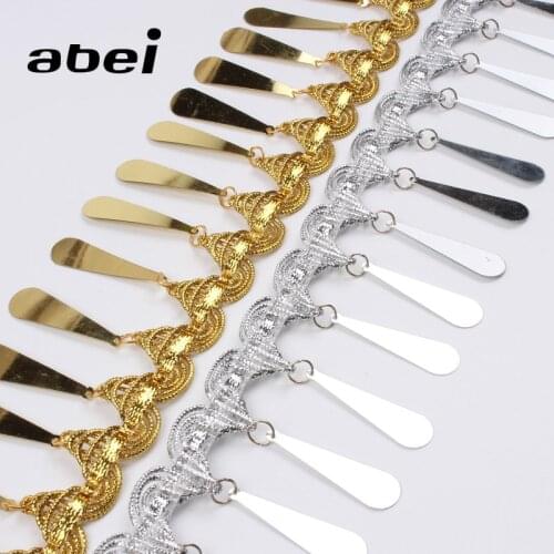 5cm 2yards Gold Silver Fringe Sequins Paillette Lace Ribbon Wedding Party Dress Decoration Sewing Clothes Accessories