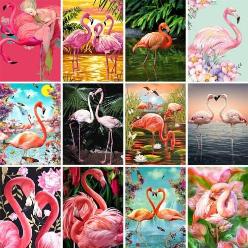 5D DIY Diamond Painting Cross Stitch Kit Square/Round Diamond Embroidery Animal Flamingo Rhinestone Picture Home Decoration Gift