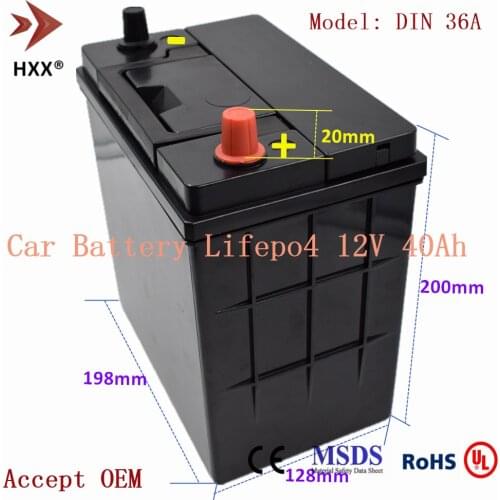Car Battery 12V Start Lifepo4 12 Volts 40AH Lithium Batteri 36A Peak Deep Cycle for Honda-Fit CITY Suzuki Alto Wagon JIMNY