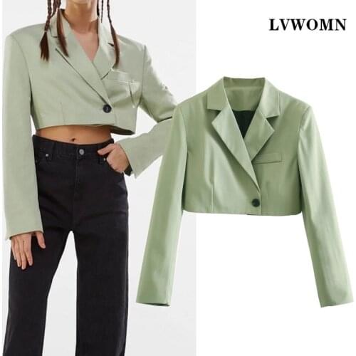 LVWOMN Za 2021 Blazer Woman Spring Fashion Short Small Blazer Elegant Long Sleeve Woman Jacket Chic Casual Women Clothing Top