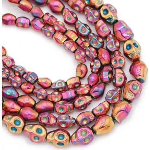 Natural Stone Skull Head Hematite Beads 4x6/6x8/8x10MM Rose Red Spacer Loose Beads For Jewelry Making Diy Bracelets Accessories