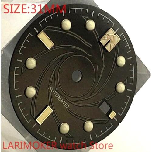 NO logo 31mm watch dial is suitable for ETA 2836/2824 DG2813/3804 Miyota 8215 821A 8205 MH35cases automatic movement dial black