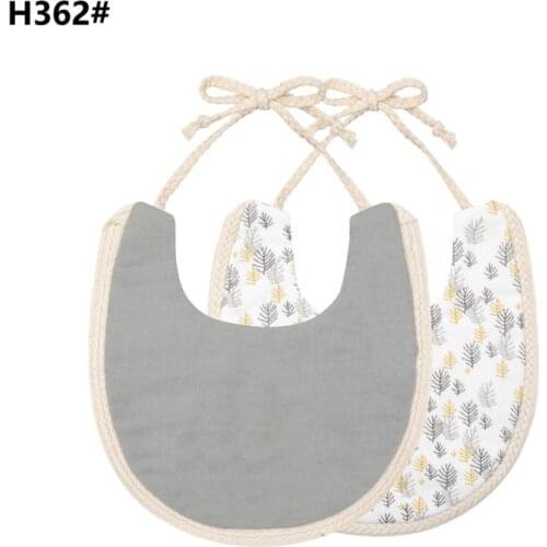 D0AF New Infant Baby Girl Boy Bib Kid Toddler Dinner Feeding Tassel Double-deck Cotton Linen Burp Cloths Saliva towel