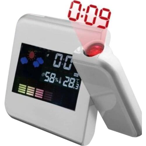 LCD Electronic Clock Projection Digital Alarm Clock Snooze Weather Thermometer LED Display Home Decorations