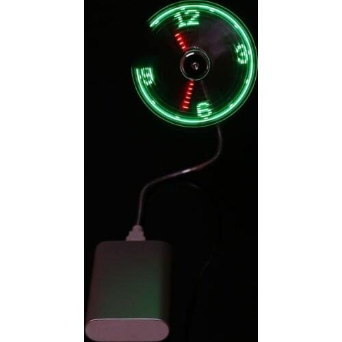 Flexible Gooseneck USB LED Clock Fan with Real Time Display For Notebook PC 634B