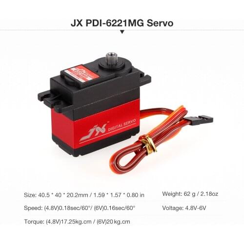 JX PDI-6221MG Metal Gear Digital Servo 20kg Torque Aluminums Case for 1:10 1:8 RC car BUGGY TRUCK