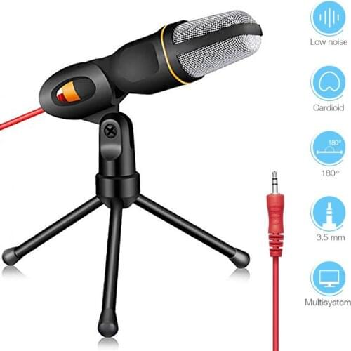 Condenser Microphone 3.5mm Plug Stereo MIC Desktop Tripod for PC YouTube Video Skype Chatting Gaming Podcast Recording