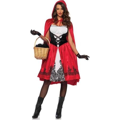 Carnival Halloween Plus Size Lady Little Red Riding Hood Costume Classic Fairy Tales Roleplay Cosplay Fancy Party Dress