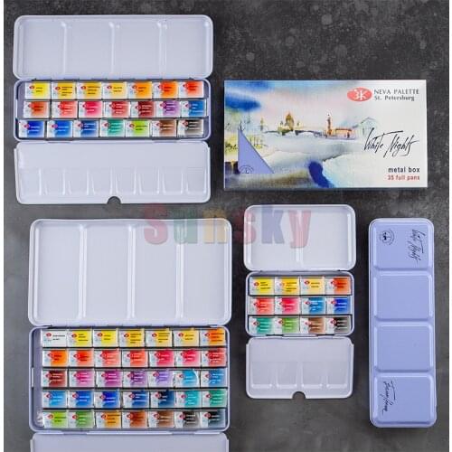 Original12 21 35 Russian White Night Solid Watercolor Paint artist Grade Concentration Gouache Pigment Drawing Painting Supplies