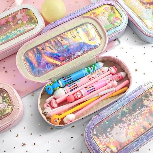 Kawaii Korean Stationery Laser Pencil Bags Creative Large Capacity Pencil Pouch School Supplies