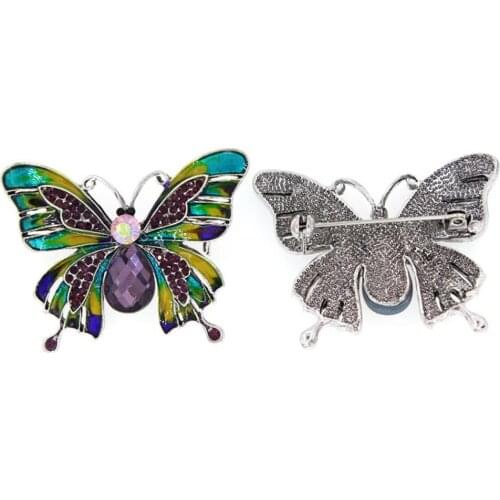Fashion Exquisite Chic Women Butterfly Shaped Rhinestone Inlaid Enamel Brooch Pin Suit Lapel Decor Birthday Gifts Hot Sale