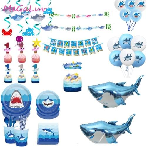 Marine Life Pirate Shark Theme Party Decoration Animals Foil Balloons 1st Birthday Decor Ocean Theme Boy Birthday Party Supplies