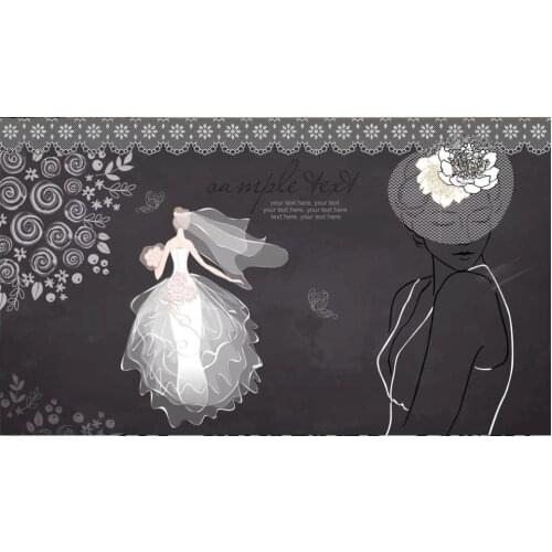 Custom photo mural 3d wallpaper Retro hand drawn wedding dress beauty clothing store room wallpaper for walls 3 d in rolls