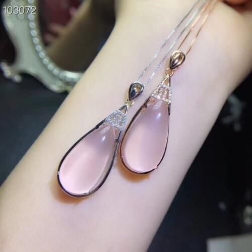 Natural powder crystal necklace, large particle hibiscus. Clean color, 925 silver