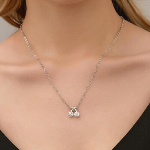 Fruit Pendant Necklaces For Women Simple Geometric Artificial Zircon Necklace Silver Color Clavicle Chain Jewelry Accessories