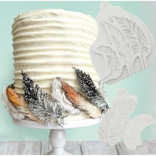 Feathers And Veiner Silicone Mold Fondant Cake Decorating Mould Sugarcraft Chocolate Baking Tool Kitchenware For Cakes Gumpaste
