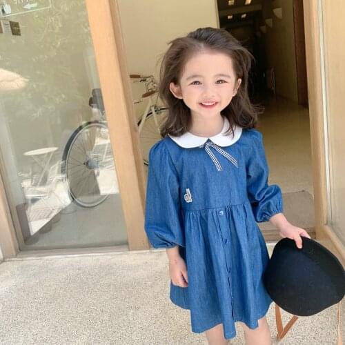 Girl Dress Kids Baby Clothes 2021 Jean Spring Summer Toddler Party Evening Uniform Dresses Gift Cotton Children Clothing