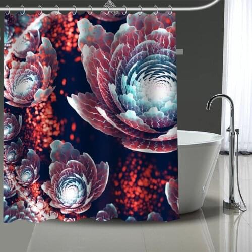 Custom Art Colorful Fractal Shower Curtains Waterproof Fabric Cloth Bathroom Decoration Supply Washable Bath Room Curtain