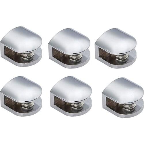 6 PCS Adjustable Glass Clamps 6 mm Glass Bracket Zinc Alloy Glass Shelves Holder Glass Clip for Bathroom Kitchen