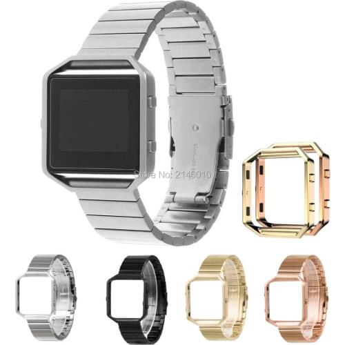 Stainless Steel Wristwatch Bands Replace Strap Metal Frame For Fitbit Blaze