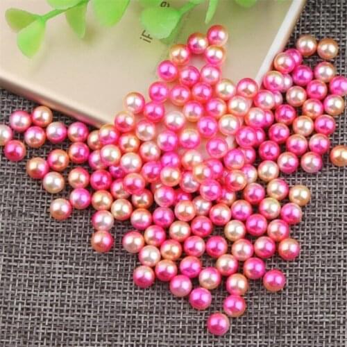 Loose 2.5mm-12mm Symphony Hot Pink Rainbow Color DIY Plastic Imitation No Holes Pearl Bead for Garment Hand Craft Art Decoration