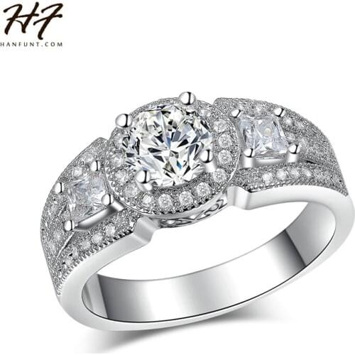 Sliver Color Luxry Wedding Ring Set Engagement AAA CZ Crystal Jewelry For Women with Austrian Crystal R516