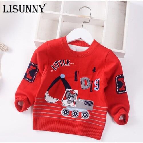 2021 Autumn Winter New Baby Boys Sweater Jumper Cartoon Stripe COTTON Children Sweaters Toddler Pullover Kids Clothes 1-7y