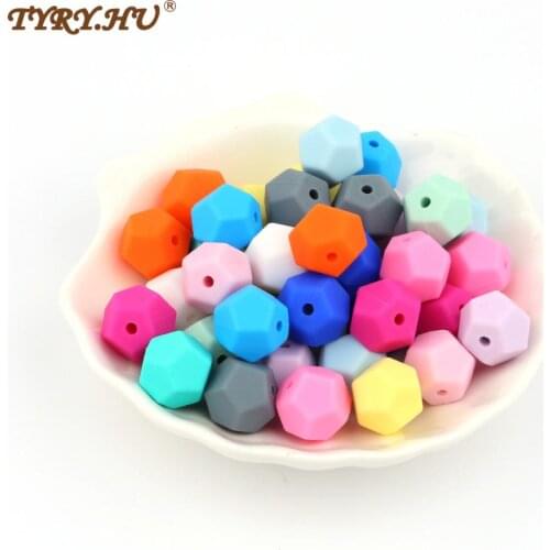 TYRY.HU 10Pcs/lot Silicone Pentagon Beads Baby Teether Teething Toy Pendant Baby Gift DIY Necklace Toy BPA Free