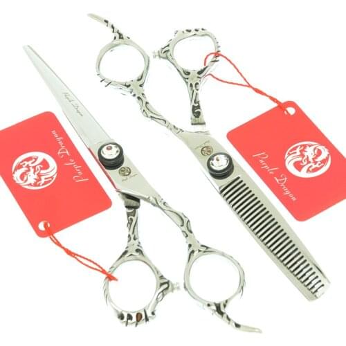 Purple Dragon 6 inch Japanese Steel Hair Scissors High Quality Hairdressing Shears Hair Salon Cutting Thinning Scissors A0073B