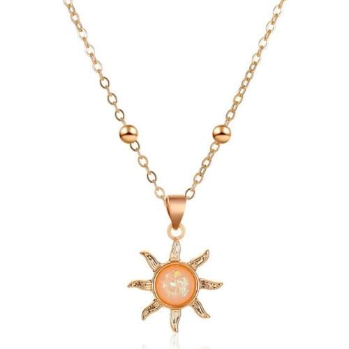 2021 Trend fashion simple opal sun pendant necklace for women retro neck chains aesthetic accessories women jewelry wife gift