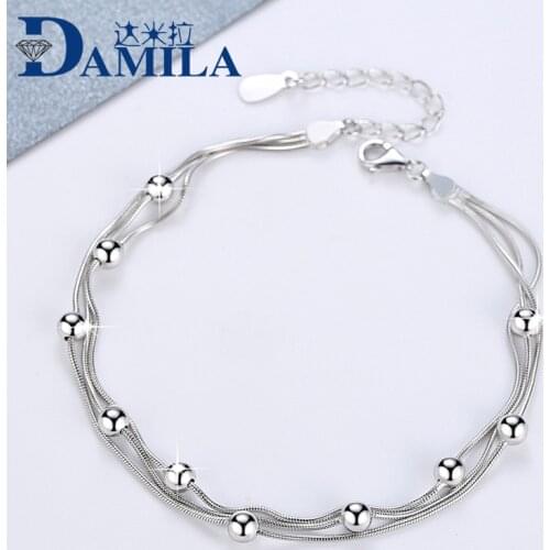 Fashion 100% genuine 925 Sterling Silver bracelets for women Jewelry S925 silver simple bracelets pulseras plata de ley 925