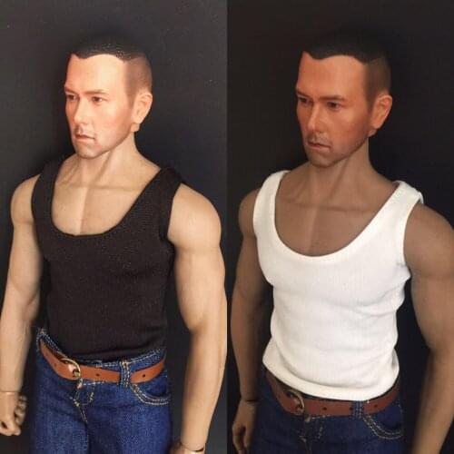 1/6 Scale Male Solider White Vest Black T-Shirt for 12in Phicen Hottoy JIAOUL Doll Action figure toy