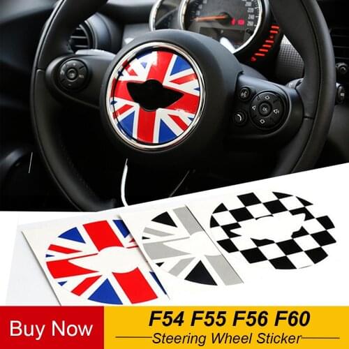 1pc Union Jack Checker PVC Vinyl Car Steering Wheel Stickers Covers Decoration For Mini Cooper JCW F54 F55 F56 F60 Car Styling