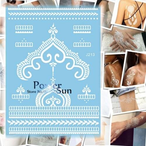 1PC Women Wedding Henna Tattoo White Jewel Temporary Tattoo Sticker PJ213 Crown Choker Bracelet Design Waterproof Tatoo Body Art