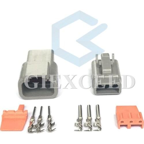2 Sets 3 Pin Deutsch DTM DTM06-3S/ATM06-3S DTM04-3P/ATM04-3P Wire Connector Gray Waterproof Female Male Auto Socket