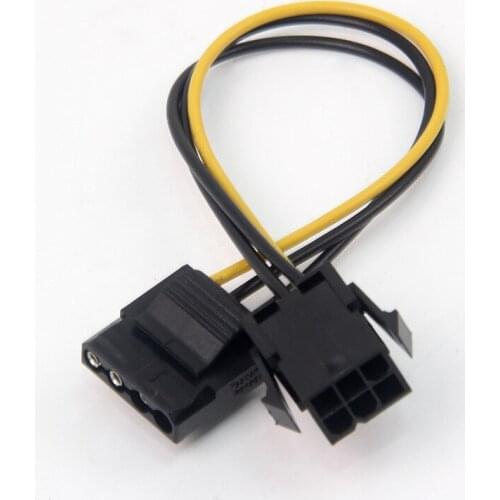 2pcs Molex To PCI-E Power Adapter IDE 4Pin 4 Pin Female to 6 Pin Female 6Pin Graphics Video Card Converter Cable