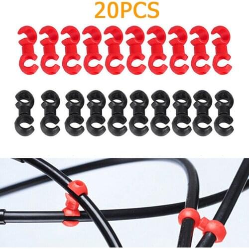 20pcs S Shaped Bike Cable Clips Rotating Mountain Road Bike Brake Gear Cross Cable Tidy Clip Handcuff-type Hub Buckle Storage