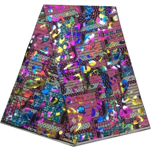 2021 Gold African Print Fabric Anakra Wax 100% Cotton Nigerian Bronzing Ghana Kitenge Real For Sewing Party Gift 6yards