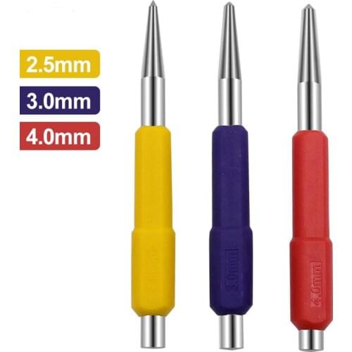 3Pcs HSS Center Punch Stator Punching Automatic Center Pin Punch Spring Loaded Marking Drilling Tool For Woodworking 2.5/3/4mm