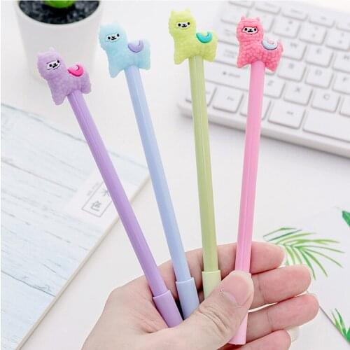 36pcs/lot Creative Cute Alpaca 0.38mm Black Ink Cartoon Gel Pen Learning Stationery Children Gifts