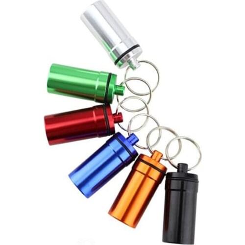 500pcs Portable Pill Box Case Waterproof Aluminum Medicine Bottle Holder Container First Aid Keychain NO322