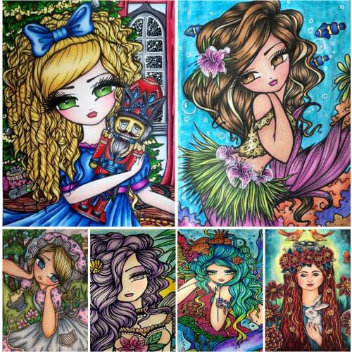 5D Diy Diamond Painting Cartoon Girl Portrait Full Square/Round Diamond Embroidery Mosaic Cross Stitch Kit Handmade Products Art