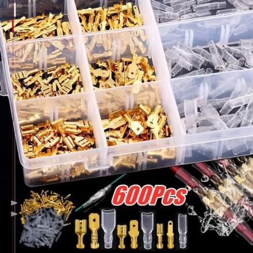600Pcs Quick Splice 2.8mm 4.8mm 6.3mm Male And Female Wire Spade Connector Electrical Wire Crimp Terminal Connector