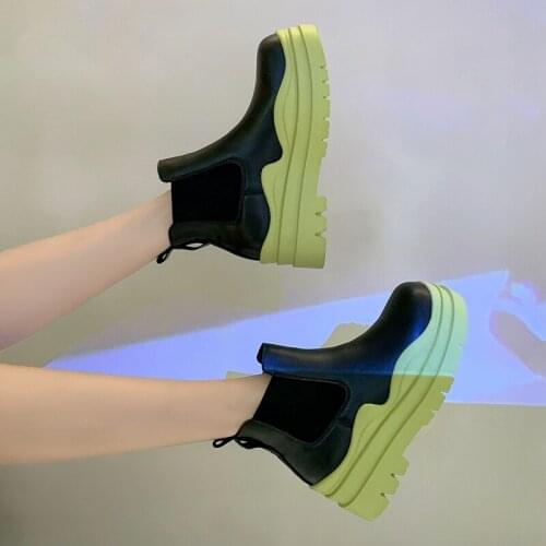 Nice Designer Brand Chunky Platform Chelsea Boots Women Street Style Elastic Band Ankle Boots For Women INS Vogue Spring New